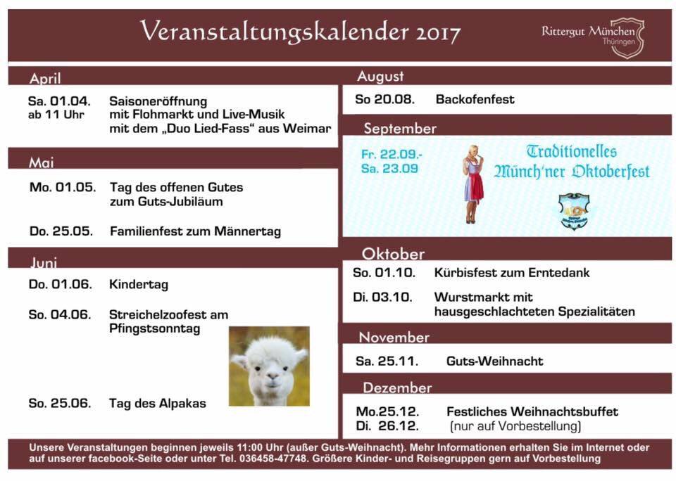Veranstaltungen 2017 auf dem Rittergut München